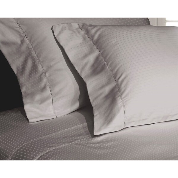 Hotel Grand 1000tc Pinstripe Sheet Set, Grey, Full 652563 - main